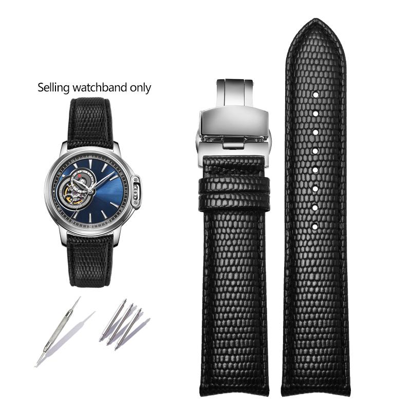 20mm 21mm Kožený remienok na hodinky so zakriveným koncom pre Tissot Seiko Rossini 5793B04B 9633B04B Vzor jašterice Náramok na hodinky