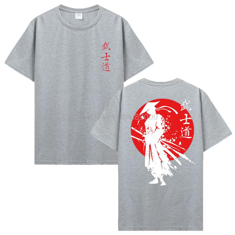 New Japan Samurai Spirit T Shirts Japanese Style Back Print Men Cotton Tshirt Anime T-shirt Bushido Male Gifts Tees Streetwear