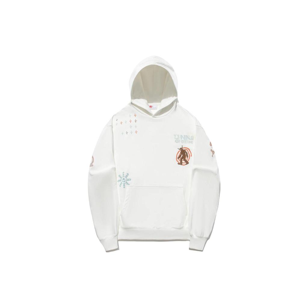 Li Ning Graphic Print Hooded Sweatshirt Unisex Sweatshirt Off-White AWDT703-2
