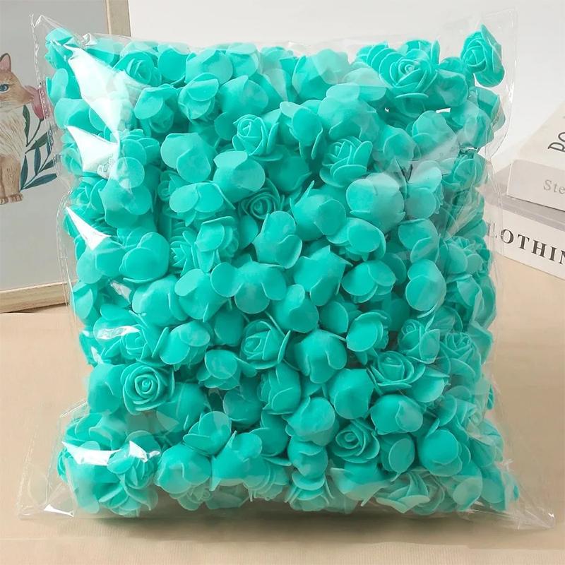 50/100/200Pcs 3.5cm Artificial Flower Foam PE Rose Heads DIY Valentine's Day Roses Wedding Candy Box Decoration Bride Accessory