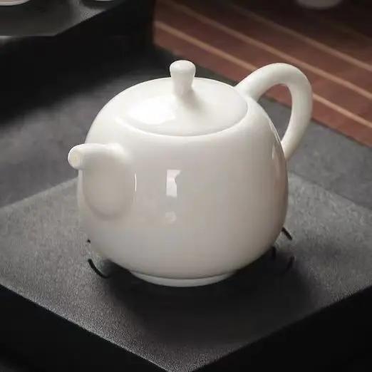 NLSLASI Chinese Handmade White Porcelain Teapot Ivory White Tea Pot Ceramics Teaware Tea Infuser Pu'er Oolong Tea Filter Kettle