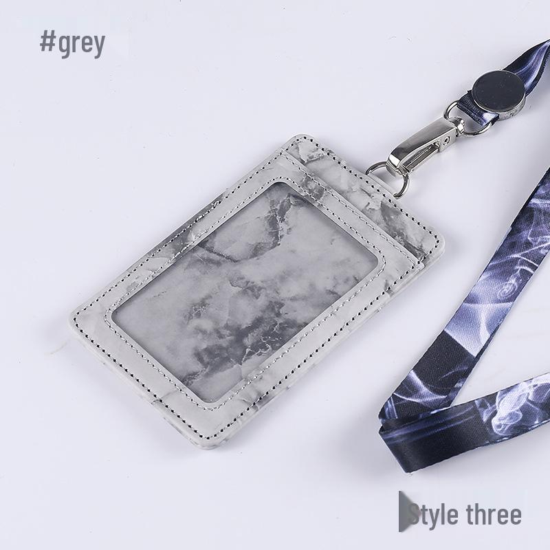 Jinbei Leather ID Card Badge Holder with Lanyard