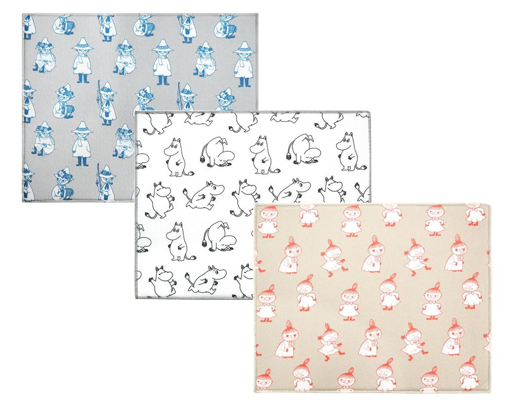 MOOMIN Water Absorbent Draining Mat Set Little Okato 3-Piece (Moomin, My, Snufkin)