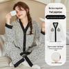Women's Cotton Pajama Set: Spring/Autumn V-neck Cardigan, Korean Style, Loose Fit, Comfortable, Two-piece with Print.