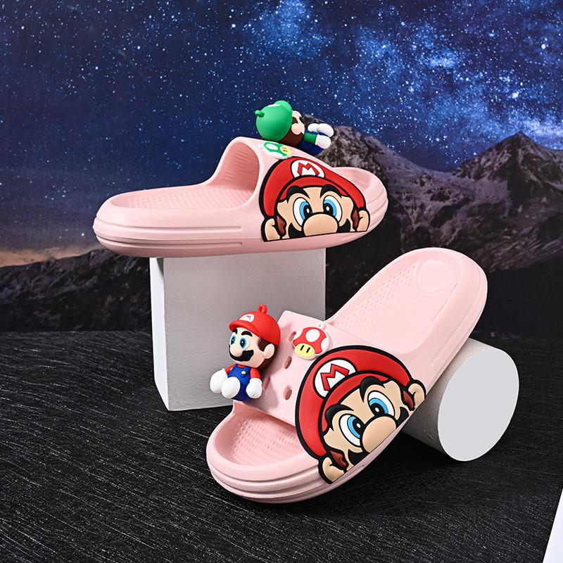 Comfortable Cartoon Mario Boys' Slippers Lightweight Soft Bottom Non-slip Design Perfect For Summer Wear