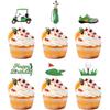 Golf Theme Birthday Cake Toppers 6pcs Set Golf Cart Golf Bag Golf Shoe Golf Ball on Tee Golf Green with Flag Happy Birthday Sign Party Decorations