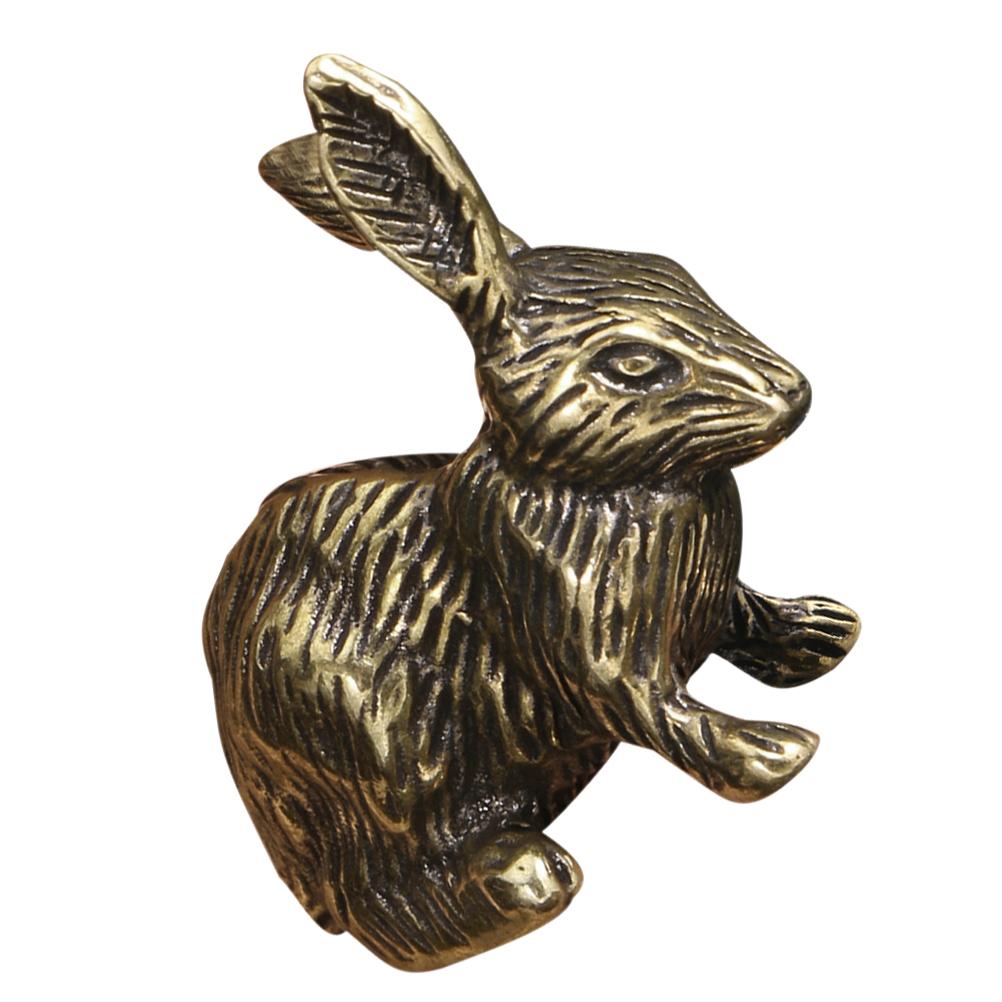 Vintage Brass Rabbit Figurine Desktop Decoration Bunny nament Retro Animal Miniature Figurines For Home