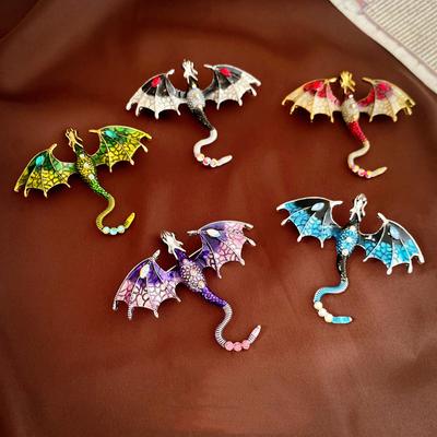 Accessories Retro Drip Oil Zodiac Dragon Feilong Brooch Men'S Suit Coat Pin