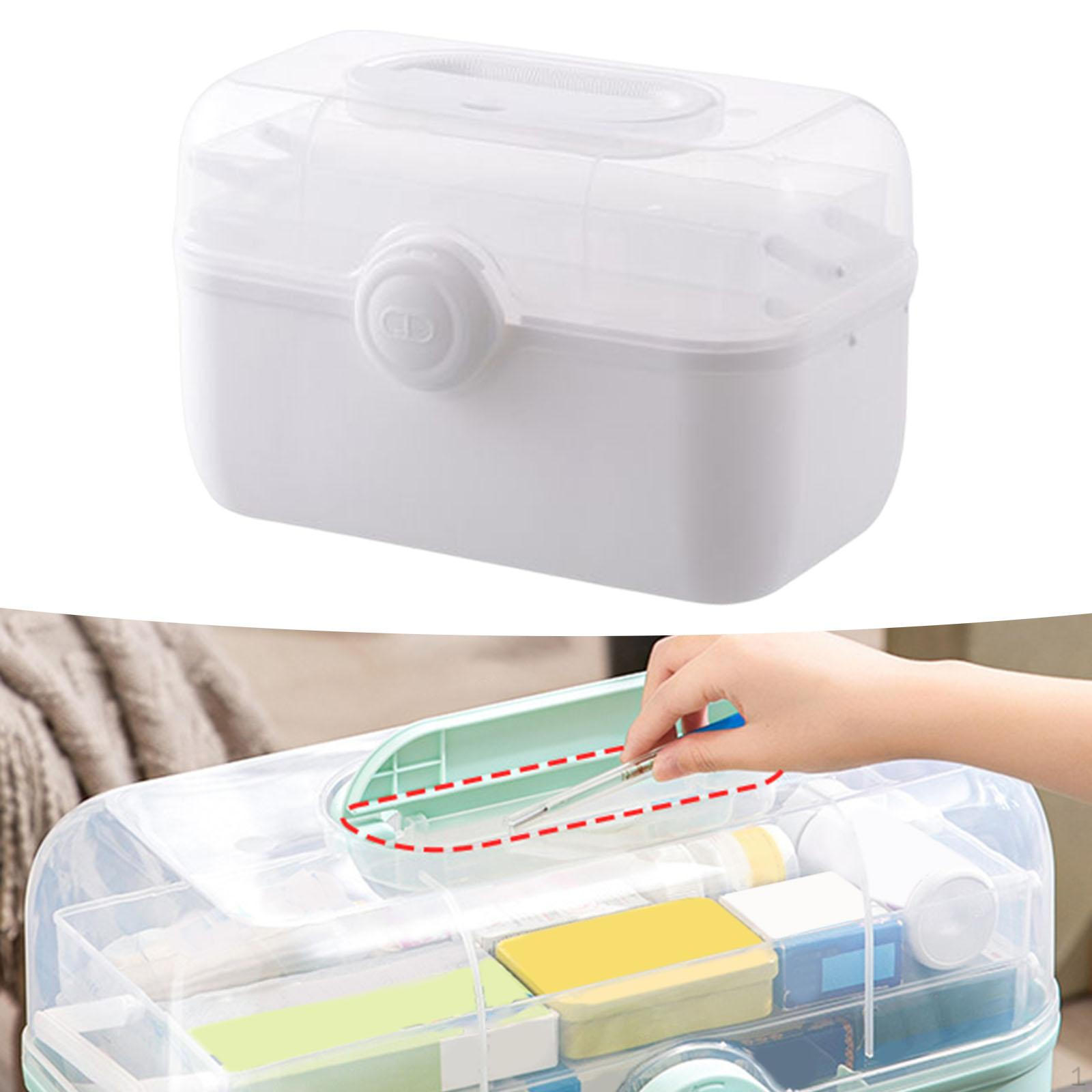 Storage Box Organizer Bin W Lock First Aid Carrying Case White M 1380₽