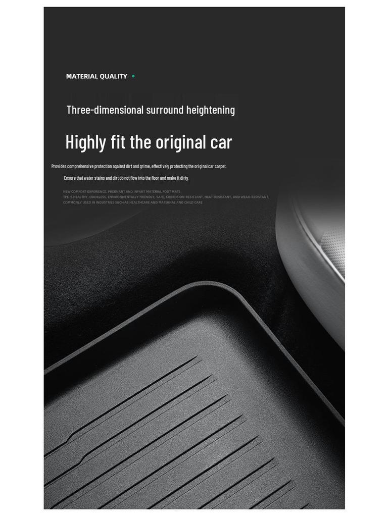 Eco-Friendly TPE Floor Mats for 2023 Tesla Model 3, Injection Molded Pedal Style