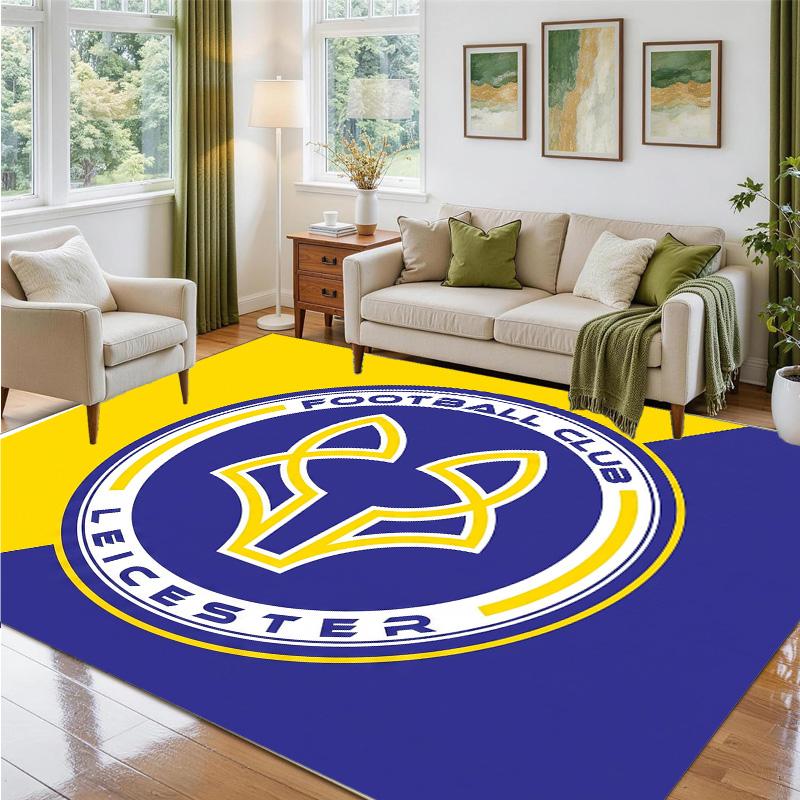 Leicester City Football Design Crystal Velvet Rug Soft Decorative Mat for Bedroom Entrance