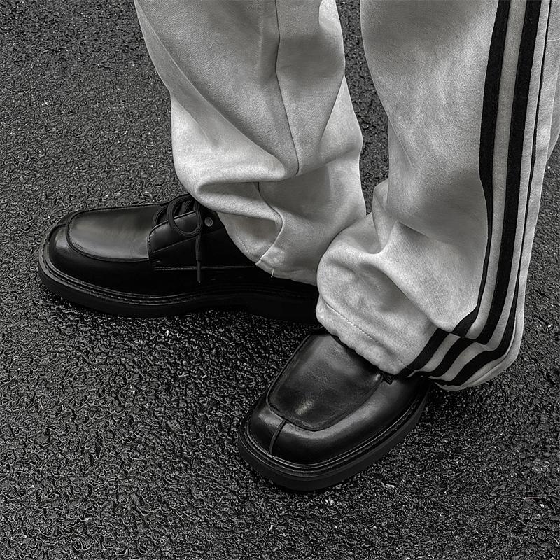 Herrskor i läder med fyrkantig tå Trendig minimalistisk designstil Utomhus fritid fest Vardagliga affärsbyrå formella skor