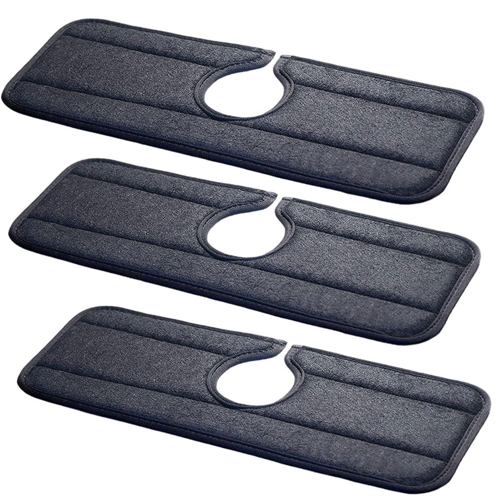 Fiber Kitchen Faucet Absorbent Pad Resuable Sink Splash Guard for Farmhouse Black - 3 Pieces