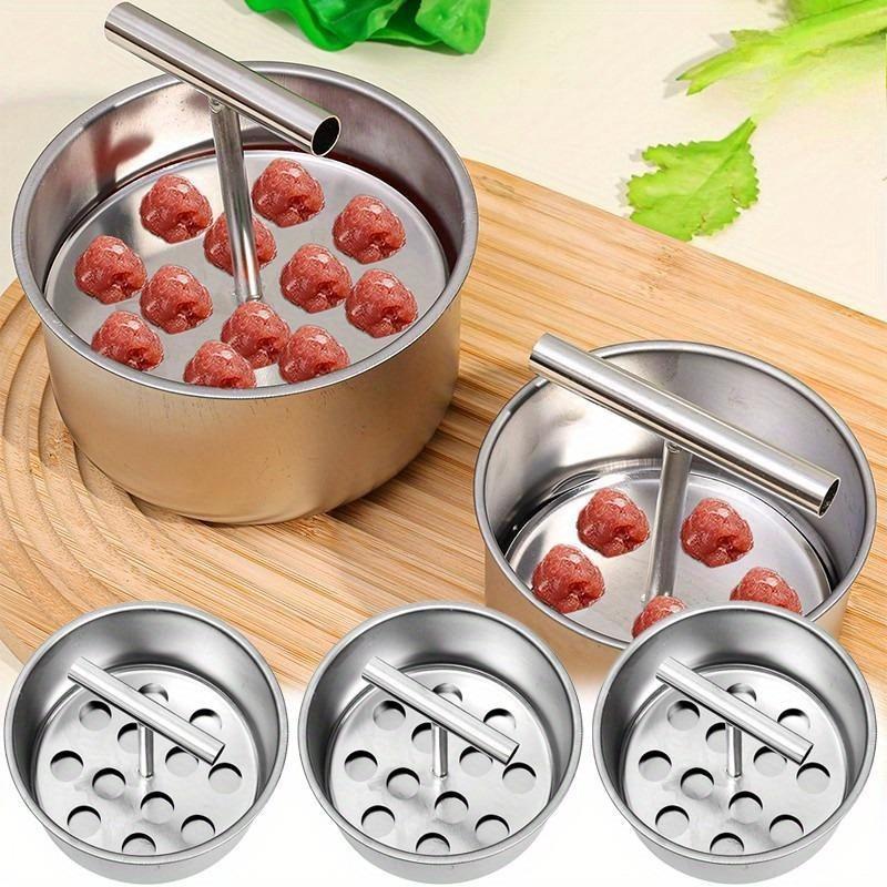 6 Holes/12 Holes Stainless Steel Meatball Maker Kitchen Extruded Meatball Making Tool Meat Ball Mold Meatball Shaper for Kitchen