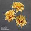 Dahlia Silk Flower Arrangement: 3-Head Artificial Blossoms for Home, Wedding, or Window Display Decoration.
