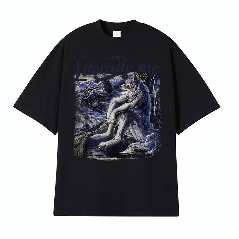 If They Talk Behind Yo Back Fart Wolf Literally Me Funny Meme Emo Tshirt Mens Clothing Harajuku Retro Oversized Cotton T Shirt