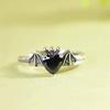 Anello Regolabile Vintage Gotico Ala di Pipistrello Cuore Zircone Donna Uomo Rame Gioielli Statement