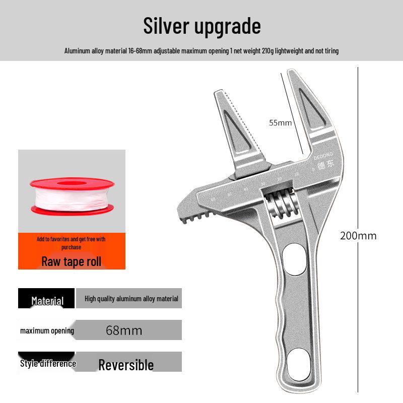 Large-Opening Adjustable Bathroom Wrench for Plumbing and Faucet Installation