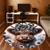 1PC Cow Bow Flowers Round Chair Mat Area Rug - Non-Slip, Floor Mat for Office, Bedroom, Home Decor Christmas Gift C0528033