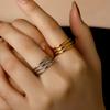 Thumb Ring Geometric Lines Shape Adjustable Opening Design Finger Ring Stainless Steel Finger Band Versatile Jewelry