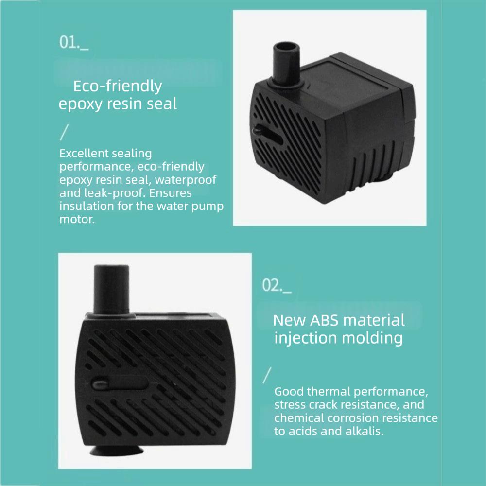 Ultra-Quiet Aquarium Filter Pump Colorful  LED Light Fish Tank Pump Landscape Water Pump  Fountain