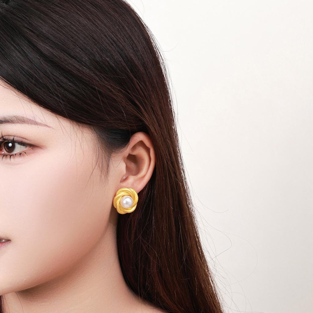 Hot-selling Personality European and American Creative Petal Stud Earrings Women's Retro Hong Kong Style Fashion Catwalk Chinese Antique Style Earring