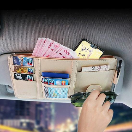 Car Front Sun Visor Organizer Pouch Bag Pocket Card Storage Holder Accessories*