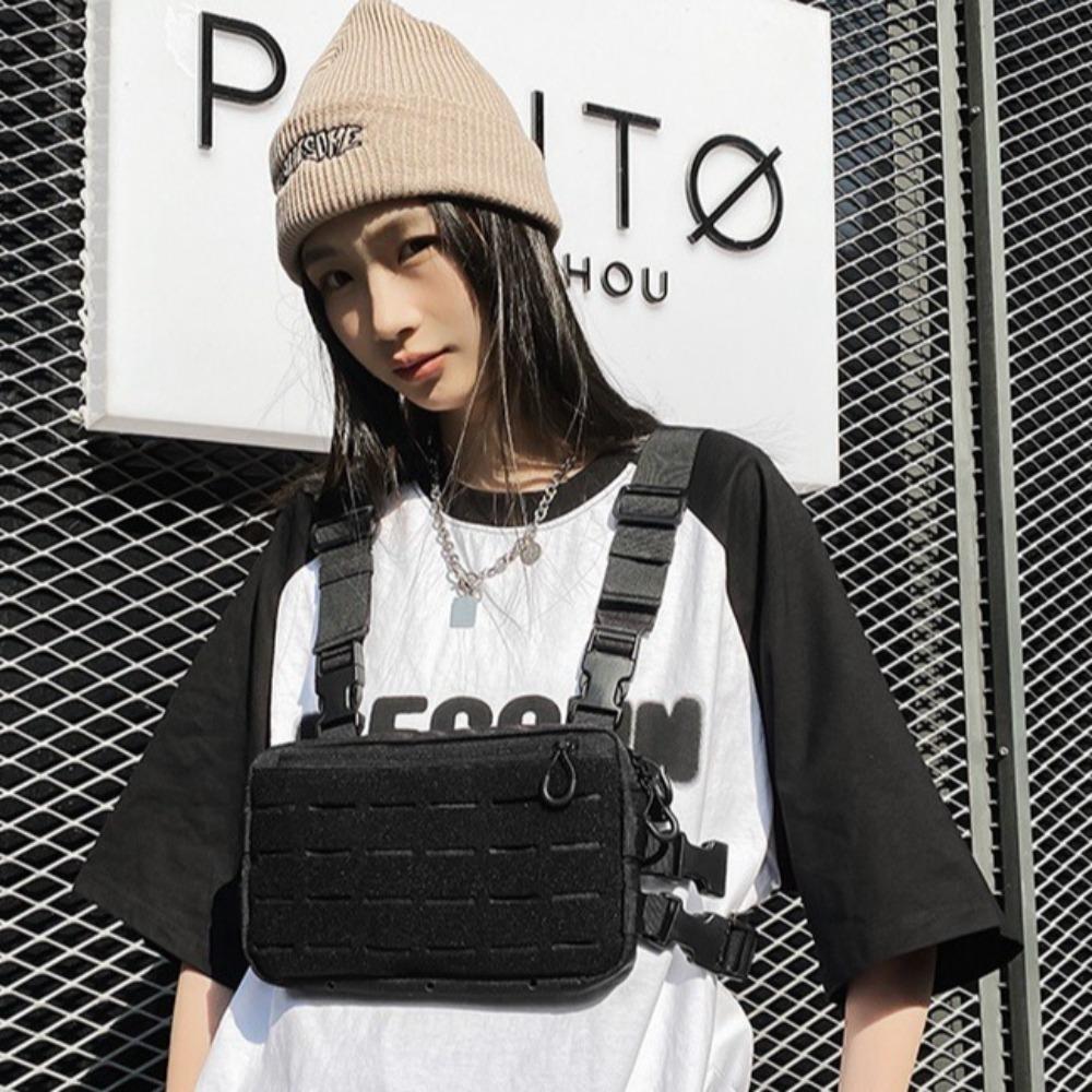 

Большая вместительная мужская сумка-жилет, черная, с надписью, через плечо, модная спортивная сумка унисекс