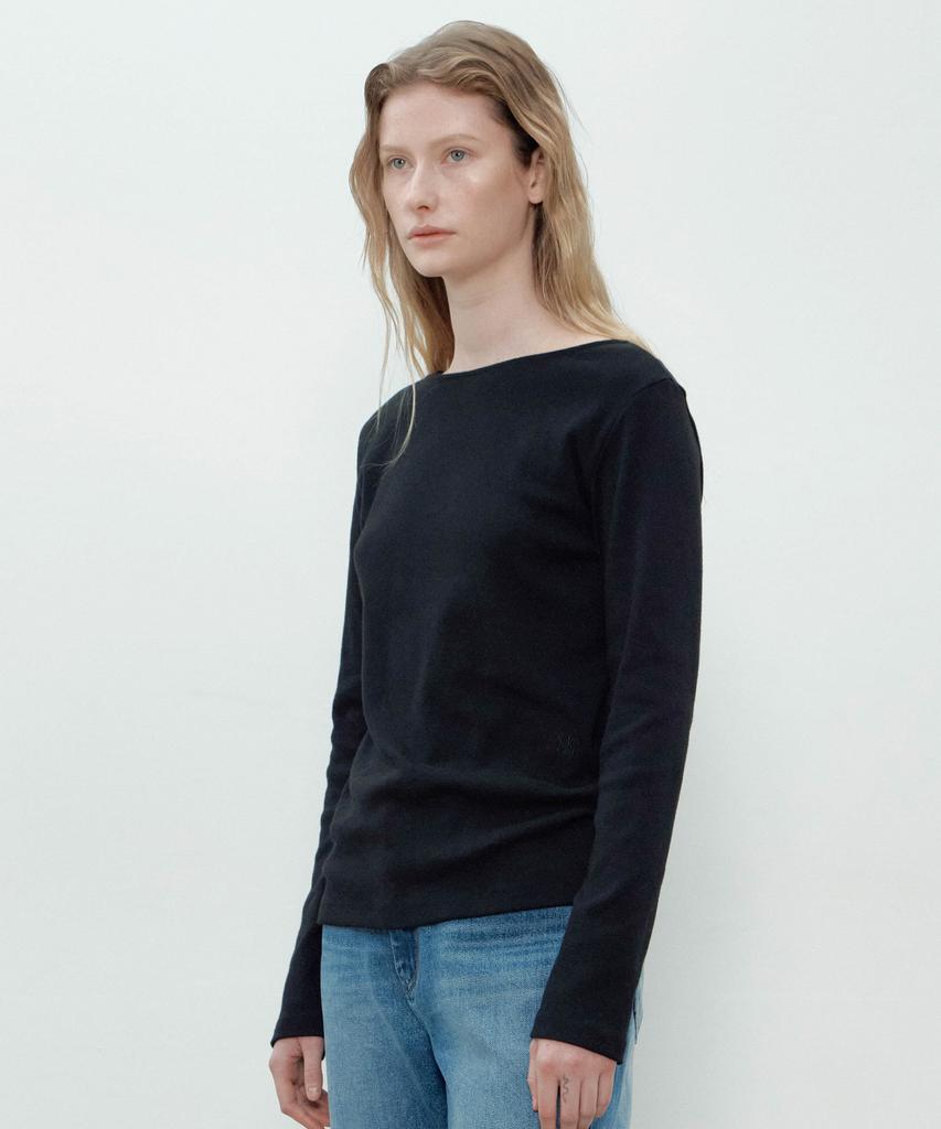 Deomago Basic Boat Neck T-Shirts (Black)
