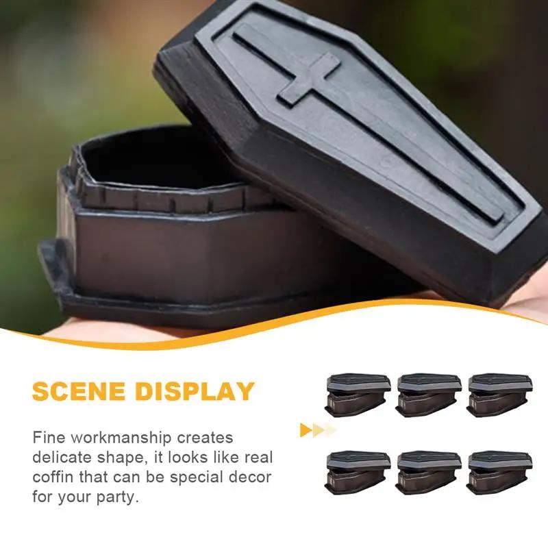 6/10pcs Coffin Box With Lids Halloween Decorations Mini Black Coffin Box Coffin Treat Candy Box Halloween Coffin Box For Party