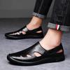 Summer Hollowed Out Men Leather Shoes Soft Sole Casual Business Men‘s Sandals Breathable Office Formal Lightweight Outdoor Shoes
