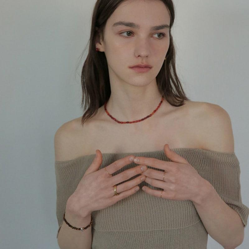 modernlike silver 925 oval red agate necklace