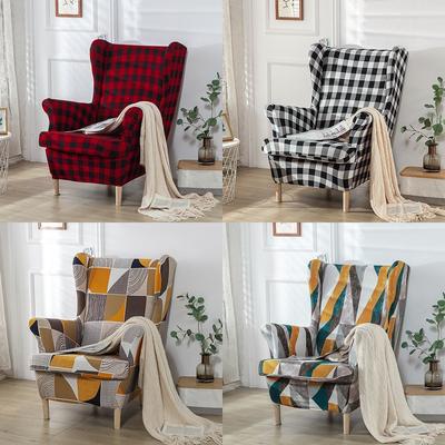 Ohrensesselbezug mit geometrischem Druck, Stretch-Spandex-Sesselbezug, abnehmbare Relax-Einzelsofa-Schonbezüge mit Sitzkissenbezug