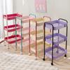 3 Layer Home Contrast Color Trolley Storage Shelf Multi-layer Movable Trolley Cosmetics Snack Storage Rack Bathroom Mobile Shelf