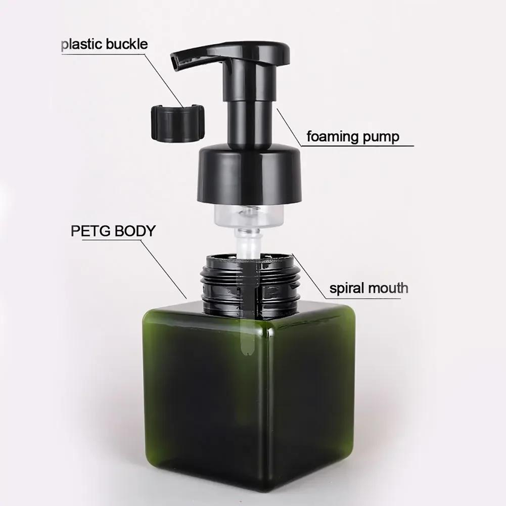 250/450/650ML Empty Square Clear Foaming Bottle Liquid Soap Whipped Mousse Points Shampoo Lotion Shower Hand Washing Gel Pump