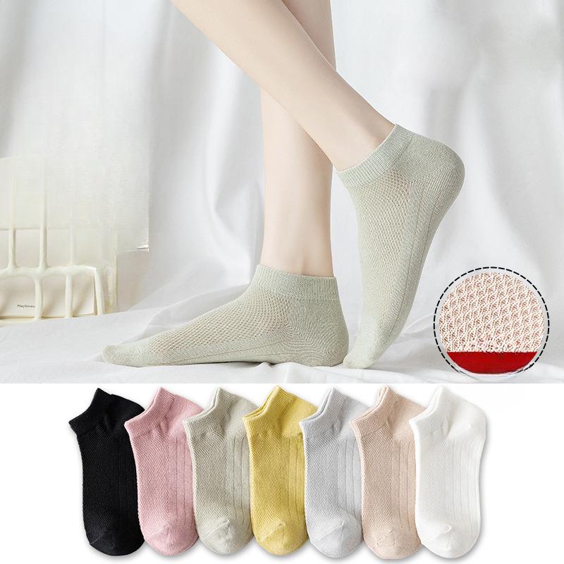 Women's Spring and Summer Thin Shallow Mouth Low Top Mesh Breathable Socks