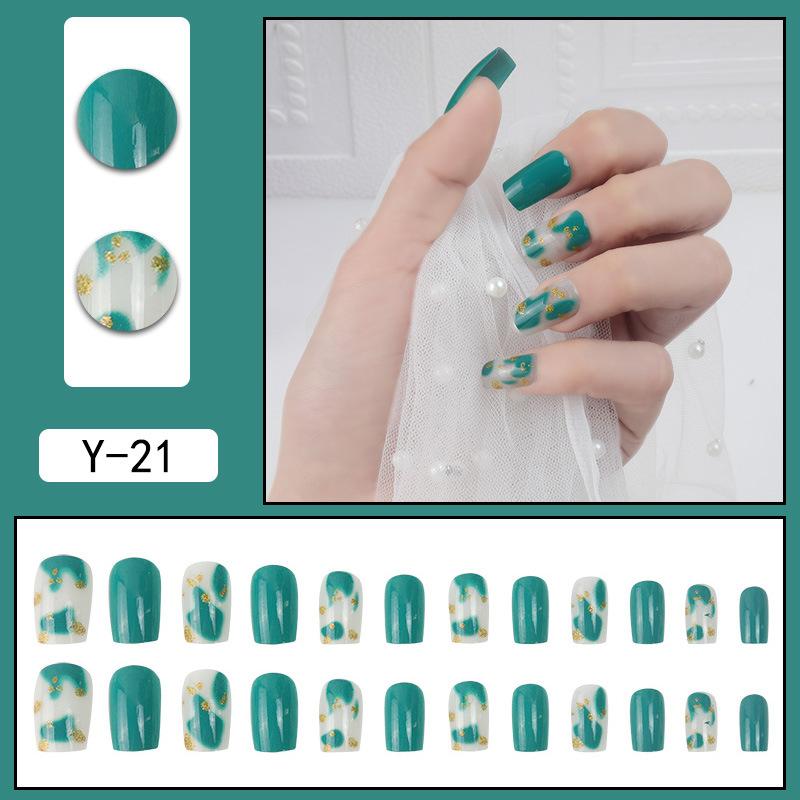 Y1 Fake Nail Sticker Wearing Nail Finished Nail Piece Removable Blush Nail Girl Cat Eye Gradual Change Nail Patch