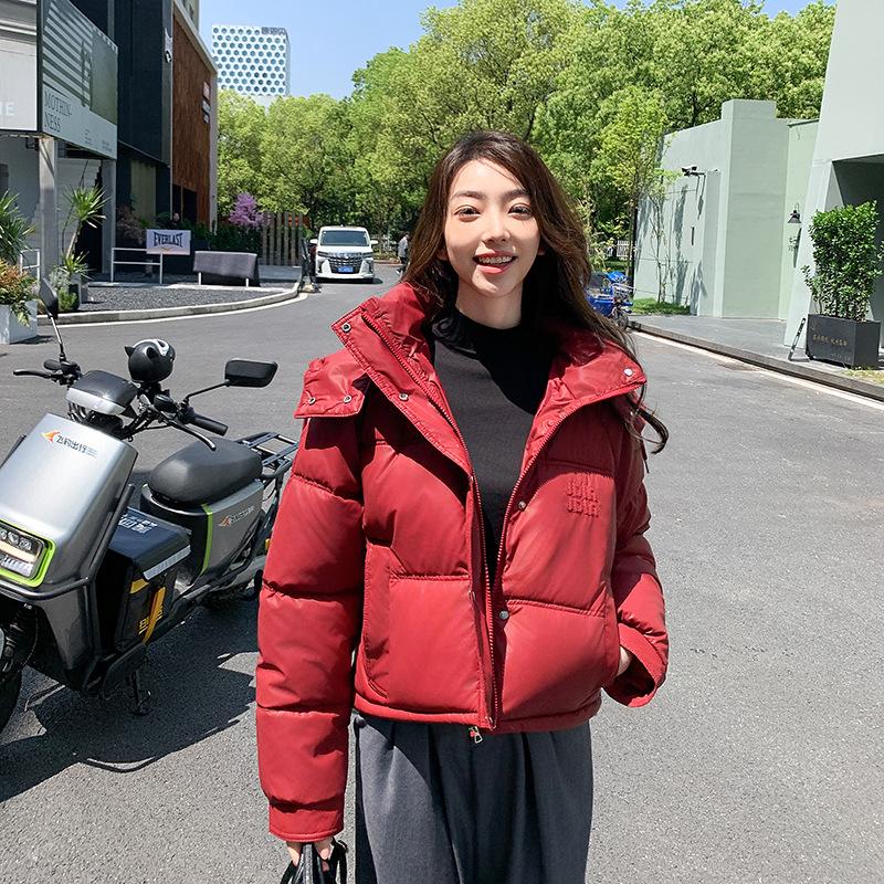 Winter New Loose Cotton-padded Women's Short Hooded Padded Leather Cotton-padded Jacket Coat
