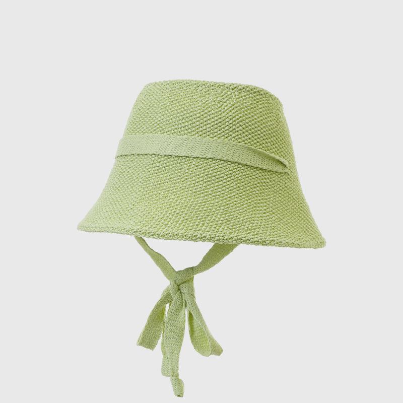 Empty Hat Summer Woven Sunshade Hat with Peach Tail Solid Color Sun Hat зелёный