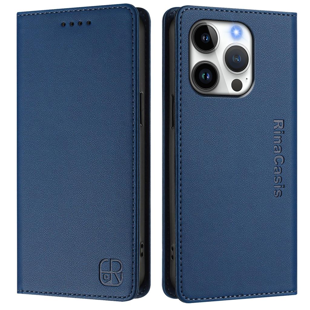 For iPhone 16 Pro Leather Case RINACASIS RC01 Phone Cover with RFID Blocking Wallet Stand