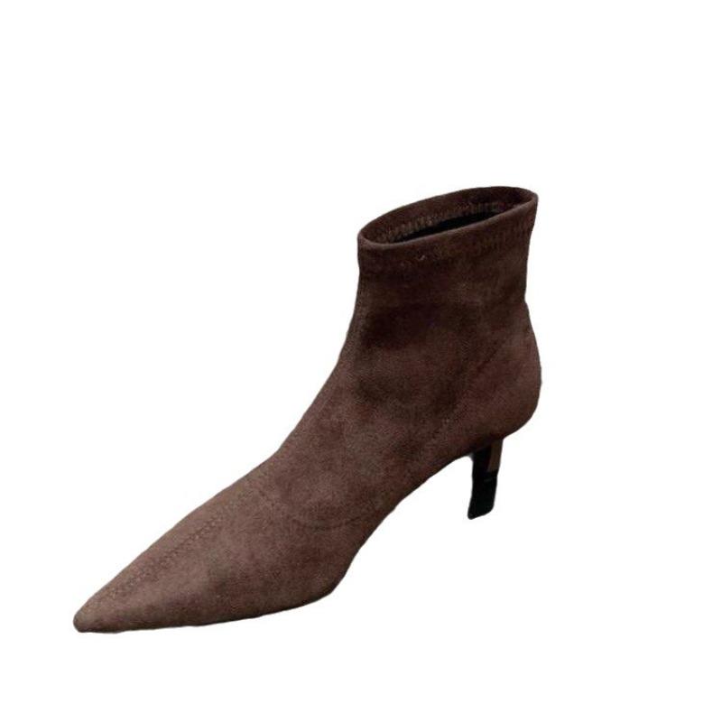Vintage Women Ankle Boots Fashion Pointed Toe Shoes 2026 Autumn Winter High Heel Ladies Elegant Slim Short Booties botas mujer