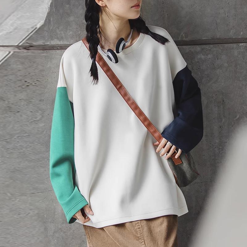 

ZANZEA Жіночі осінні в язані пуловери з круглим вирізом і довгими рукавами контрастного кольору L зелений