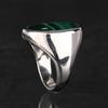 925 Silver Malachite Oval Ring Yellow Gold Plated Diamond Accent Green Gemstone Women Jewelry Size 4