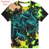 3D Print Dinosaur Car T-Shirt For Men Colorful Planet Pattern Tees Summer Street Casual Short Sleeve Tops Loose O-Neck T Shirts