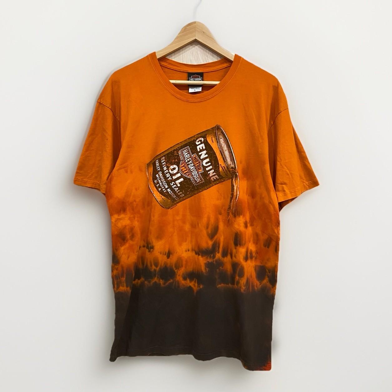 Harley Davidson Burning Oil T Shirt Men’s Large Motorcycle Fire Flames AOP Biker Unisex T-Shirt S