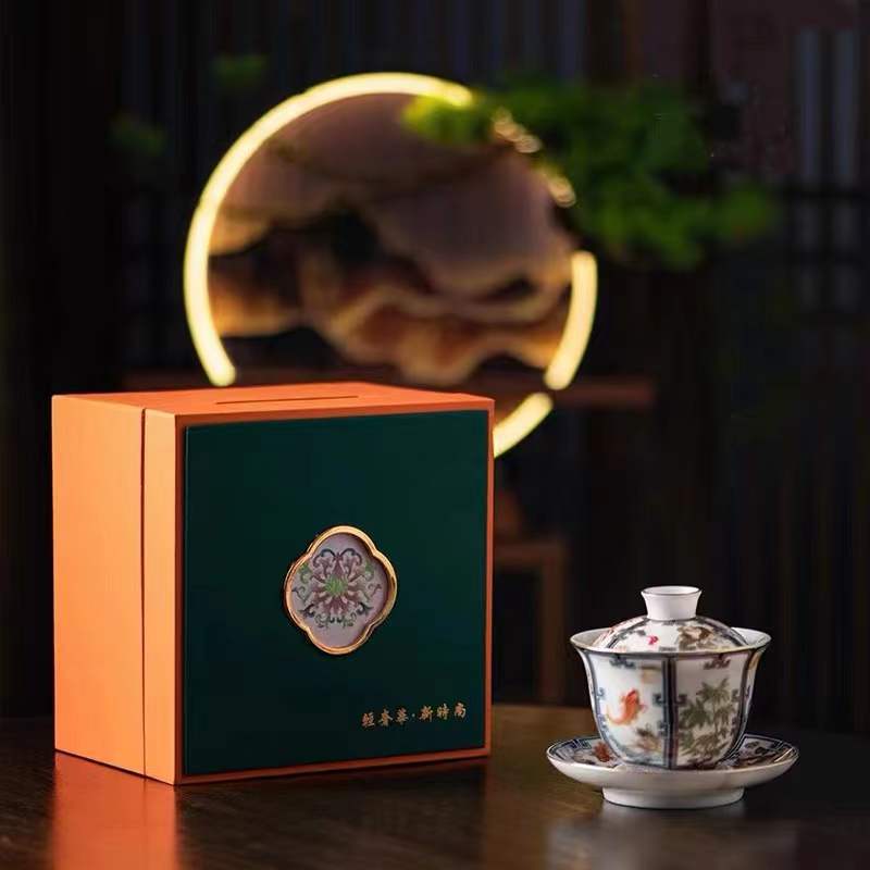 200ml Chinese White Porcelain Gaiwan Zen Tea Bowl with Saucer Lid Kit Tea Tureen Tea Maker Cover Bowl Teaware Ornaments Gift Box