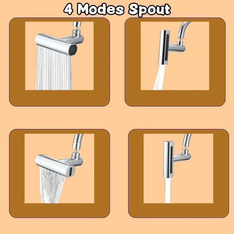 New 4 IN 1 Multifunctional Kitchen Sink Waterfall Faucet Pressurized Bubbler Splash-proof Bathroom Basin Tap Extender Adapter