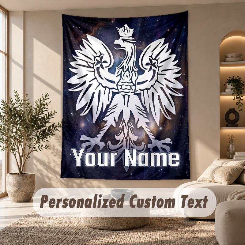 Tapestry Custom Name Text, Wall Hanging Tapestry Home Room DecorPoland Football