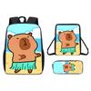 Cartoon Pattern Capybara Backpack Shoulder Bag Pencil Case Three Set Piece