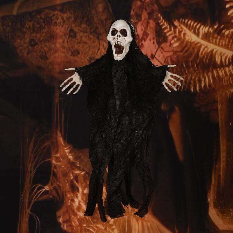 Halloween Horror Hanging Ghost Pendant Four-Color Belt Suction Cup Hanging Skull Gauze Ghost Day Party Atmosphere Layout
